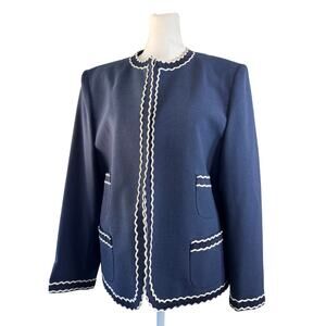 Vintage ‘90s Adolph Schuman for Lilli Ann Navy Blue & Ivory Jacket